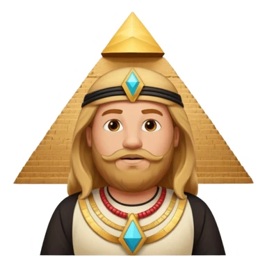 fat male blond reddish long hair agent with three-day-beard in egypt with pyramid. sticker