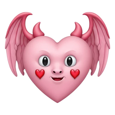pastel pink heart with devil wings sticker