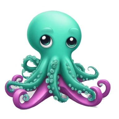 bored octopus with skates on sticker