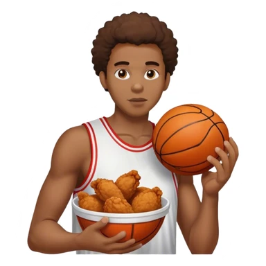 Black person eating chicken with a basket ball in the Oder hand sticker