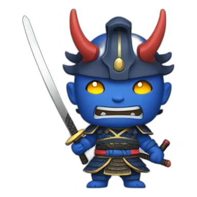 oni samurai blue sticker