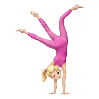 dancer-gymnast child with blonde hair in pink tights doing a handstand sticker