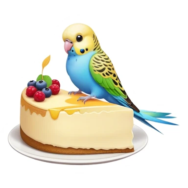 budgie eating cheesecake sticker