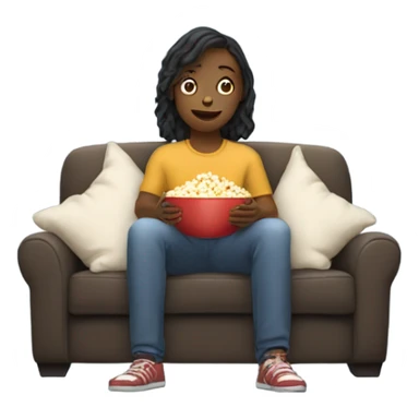 Watching a Movie at home eating popcorn  sticker