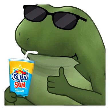 sitting, drinking a capri sun sticker