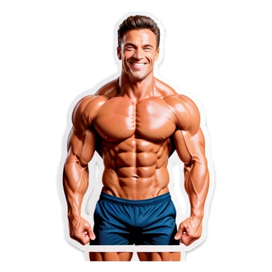 muscular man smiling at viewer sticker