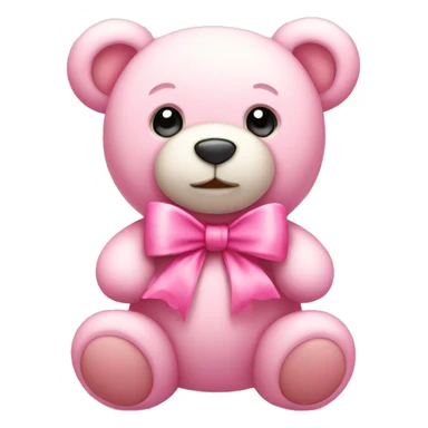 light pink cute teddy bear and pink bow sticker