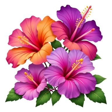 Purple pink and orange gradient hibiscuses sunset sunrise full scenery aesthetic sticker