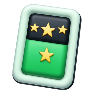 And flag with green on top witje in the middle with 3 stars and black on the bottom and it’s rectangle  sticker
