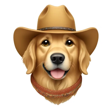 golden retriever wearing cowboy hat sticker