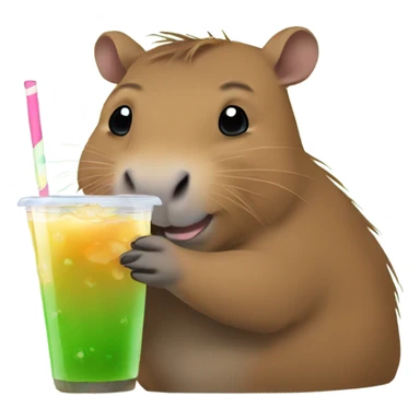 Capybara drinking boba sticker