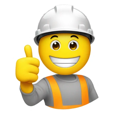 smiley in a construction helmet with thumbs up sticker