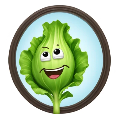 lettuce with a happy face holds a mirror in his hand and looks at it sticker