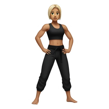Muscular Girl in Black Tank Top and Black Karate Pants sticker