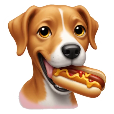 Dog eating hotdog sticker