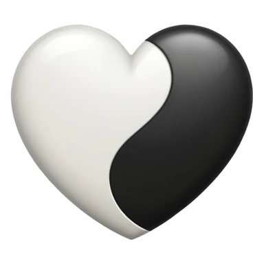 half black half white heart emoji sticker