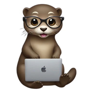 female vet otter with glasses use a macbook sticker