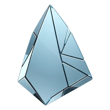 broken mirror shard emoji, sharp chrome edges, high contrast reflections, futuristic minimal 3D style, isolated on white sticker