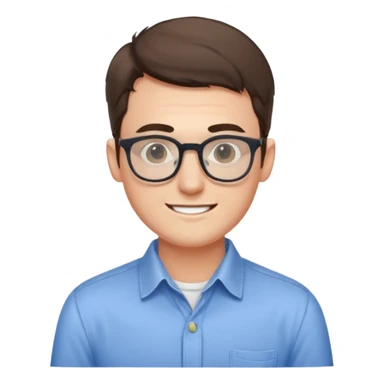An outgoing marketer male in his late 20s, bespectacled and cheerful image sticker