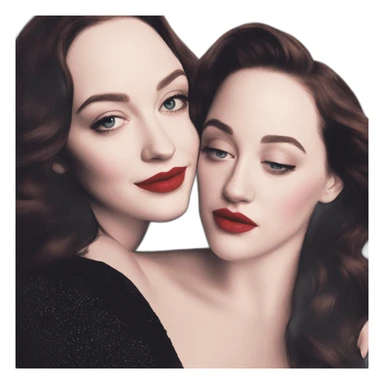 Kat dennings hugs Elizabeth gillies sticker