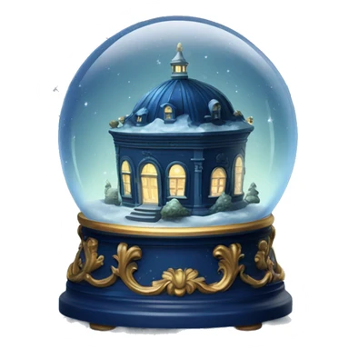 vintage dark blue rococo night sky snow globe sticker