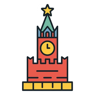 Spasskaya Tower, color outline icon style sticker