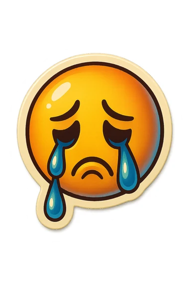 sad Tears rolling down face 
Mouth Pout
head down
 sticker