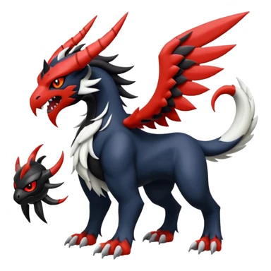 Handsome cool badass edgy Absol-Litten-Guilmon-Giratina-Yveltal-Pokémon-Fakémon-fusion-hybrid-creature sticker