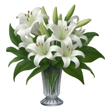 White lily bouquet in a vintage crystal vase  sticker