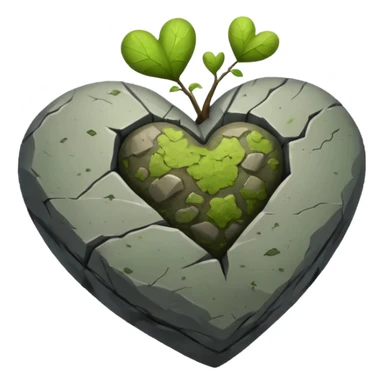 Slightly mossy heart shaped rock sticker