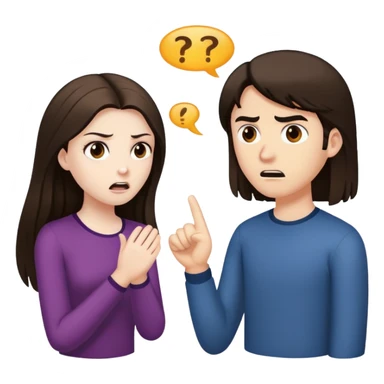 girl with long darke brown hair brown eyes and pale skin arguing with blond man sticker