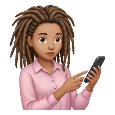 Medium brown woman with dreadlocks in Light pink shirt texting sticker