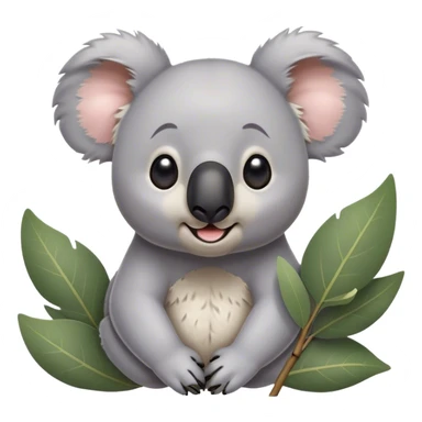 Cinematic Comical Koala Portrait Emoji, Head tilted dramatically with an exaggeratedly amused expression, featuring a quirky grey fur with a comically large black nose and wide, expressive eyes filled with playful disbelief, Simplified yet hilariously expressive features, highly detailed, glowing with a slightly sassy glow, high shine, dramatic yet playful, stylized with an air of cheeky eucalyptus mischief, bright and endearing, soft glowing outline, capturing the essence of a spirited and over‐the‐top koala, so meme‐worthy it feels like it could hug its way into internet fame instantly! sticker
