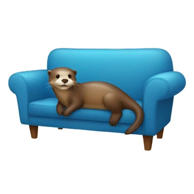 happy otter chilling on a blue couch sticker