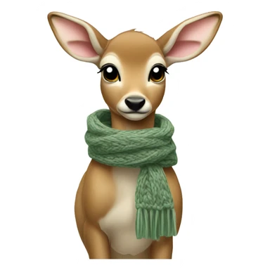 fawn with a Sage green knitted scarf sticker