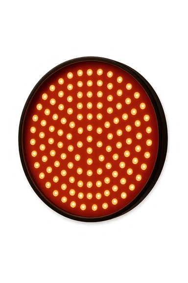 luce rossa led rotonda fluttua in aria, iperrealistica 4k sticker