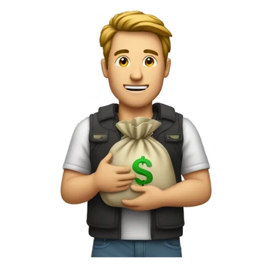 A man with a money bag in his hand  sticker