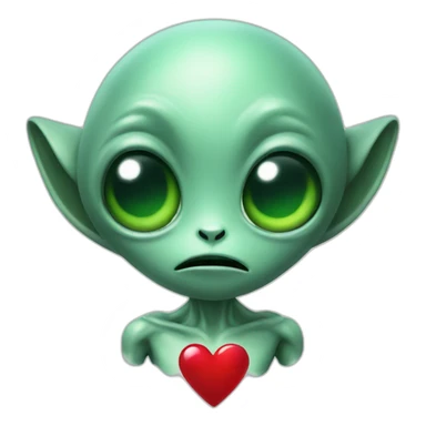 Alien with heart sticker