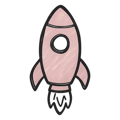 hand drawn outlined icon of a pink rocket, no fill sticker