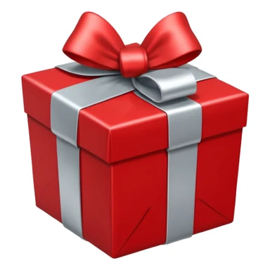 red gift box wrapped with silver ribbon sticker