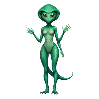 a reptilian alien woman full body sticker