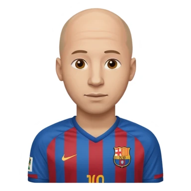 bald man wearing messi football jersey sticker