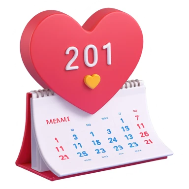 3d icon heart on calendar sticker