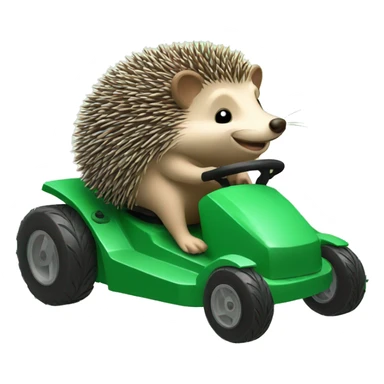 cute hedgehog riding a lawn mower sticker
