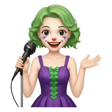 joker with dress, microphone, singing sticker