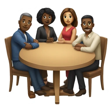 A round table with people sitting around it. They should be diverse in race and hair style sticker