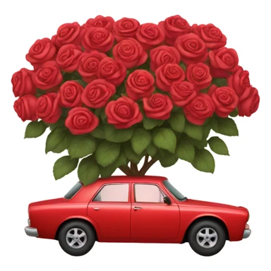 red car in the trunk many roses sticker
