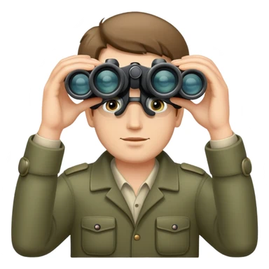 Man with binoculars lowered sticker