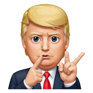 Super realistic Donald Trump pointing index finger up, realistic face sticker