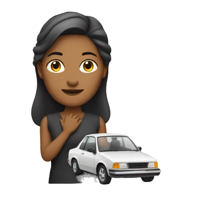 Woman holding her car sticker